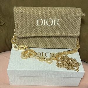 Dior Beige Clutch with Gold Chain